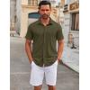 imageCOOFANDY Mens Casual Button Down Short Sleeve Shirts Untucked Wrinkle Free Shirt Stretch Dress ShirtsArmy Green