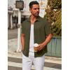 imageCOOFANDY Mens Casual Button Down Short Sleeve Shirts Untucked Wrinkle Free Shirt Stretch Dress ShirtsArmy Green