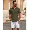 imageCOOFANDY Mens Casual Button Down Short Sleeve Shirts Untucked Wrinkle Free Shirt Stretch Dress ShirtsArmy Green