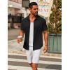 imageCOOFANDY Mens Casual Button Down Short Sleeve Shirts Untucked Wrinkle Free Shirt Stretch Dress ShirtsBlack