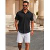 imageCOOFANDY Mens Casual Button Down Short Sleeve Shirts Untucked Wrinkle Free Shirt Stretch Dress ShirtsBlack
