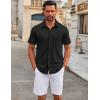 imageCOOFANDY Mens Casual Button Down Short Sleeve Shirts Untucked Wrinkle Free Shirt Stretch Dress ShirtsBlack