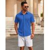 imageCOOFANDY Mens Casual Button Down Short Sleeve Shirts Untucked Wrinkle Free Shirt Stretch Dress ShirtsBlue