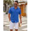 imageCOOFANDY Mens Casual Button Down Short Sleeve Shirts Untucked Wrinkle Free Shirt Stretch Dress ShirtsBlue