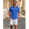 imageCOOFANDY Mens Casual Button Down Short Sleeve Shirts Untucked Wrinkle Free Shirt Stretch Dress ShirtsBlue