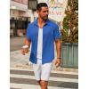 imageCOOFANDY Mens Casual Button Down Short Sleeve Shirts Untucked Wrinkle Free Shirt Stretch Dress ShirtsBlue