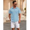 imageCOOFANDY Mens Casual Button Down Short Sleeve Shirts Untucked Wrinkle Free Shirt Stretch Dress ShirtsClear Blue