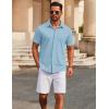 imageCOOFANDY Mens Casual Button Down Short Sleeve Shirts Untucked Wrinkle Free Shirt Stretch Dress ShirtsClear Blue
