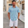 imageCOOFANDY Mens Casual Button Down Short Sleeve Shirts Untucked Wrinkle Free Shirt Stretch Dress ShirtsClear Blue