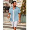 imageCOOFANDY Mens Casual Button Down Short Sleeve Shirts Untucked Wrinkle Free Shirt Stretch Dress ShirtsClear Blue