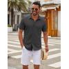 imageCOOFANDY Mens Casual Button Down Short Sleeve Shirts Untucked Wrinkle Free Shirt Stretch Dress ShirtsDark Grey