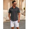 imageCOOFANDY Mens Casual Button Down Short Sleeve Shirts Untucked Wrinkle Free Shirt Stretch Dress ShirtsDark Grey