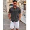 imageCOOFANDY Mens Casual Button Down Short Sleeve Shirts Untucked Wrinkle Free Shirt Stretch Dress ShirtsDark Grey