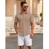 imageCOOFANDY Mens Casual Button Down Short Sleeve Shirts Untucked Wrinkle Free Shirt Stretch Dress ShirtsKhaki
