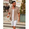 imageCOOFANDY Mens Casual Button Down Short Sleeve Shirts Untucked Wrinkle Free Shirt Stretch Dress ShirtsKhaki