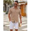 imageCOOFANDY Mens Casual Button Down Short Sleeve Shirts Untucked Wrinkle Free Shirt Stretch Dress ShirtsKhaki