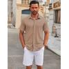 imageCOOFANDY Mens Casual Button Down Short Sleeve Shirts Untucked Wrinkle Free Shirt Stretch Dress ShirtsKhaki