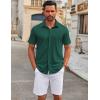 imageCOOFANDY Mens Casual Button Down Short Sleeve Shirts Untucked Wrinkle Free Shirt Stretch Dress ShirtsLake Green