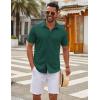imageCOOFANDY Mens Casual Button Down Short Sleeve Shirts Untucked Wrinkle Free Shirt Stretch Dress ShirtsLake Green