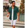 imageCOOFANDY Mens Casual Button Down Short Sleeve Shirts Untucked Wrinkle Free Shirt Stretch Dress ShirtsLake Green