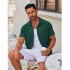 imageCOOFANDY Mens Casual Button Down Short Sleeve Shirts Untucked Wrinkle Free Shirt Stretch Dress ShirtsLake Green