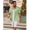 imageCOOFANDY Mens Casual Button Down Short Sleeve Shirts Untucked Wrinkle Free Shirt Stretch Dress ShirtsLight Green