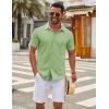imageCOOFANDY Mens Casual Button Down Short Sleeve Shirts Untucked Wrinkle Free Shirt Stretch Dress ShirtsLight Green
