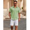 imageCOOFANDY Mens Casual Button Down Short Sleeve Shirts Untucked Wrinkle Free Shirt Stretch Dress ShirtsLight Green