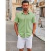 imageCOOFANDY Mens Casual Button Down Short Sleeve Shirts Untucked Wrinkle Free Shirt Stretch Dress ShirtsLight Green