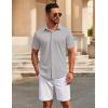 imageCOOFANDY Mens Casual Button Down Short Sleeve Shirts Untucked Wrinkle Free Shirt Stretch Dress ShirtsLight Grey