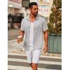 imageCOOFANDY Mens Casual Button Down Short Sleeve Shirts Untucked Wrinkle Free Shirt Stretch Dress ShirtsLight Grey