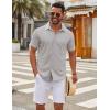 imageCOOFANDY Mens Casual Button Down Short Sleeve Shirts Untucked Wrinkle Free Shirt Stretch Dress ShirtsLight Grey