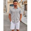 imageCOOFANDY Mens Casual Button Down Short Sleeve Shirts Untucked Wrinkle Free Shirt Stretch Dress ShirtsLight Grey