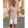 imageCOOFANDY Mens Casual Button Down Short Sleeve Shirts Untucked Wrinkle Free Shirt Stretch Dress ShirtsLight Khaki