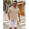 imageCOOFANDY Mens Casual Button Down Short Sleeve Shirts Untucked Wrinkle Free Shirt Stretch Dress ShirtsLight Khaki