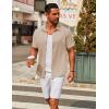 imageCOOFANDY Mens Casual Button Down Short Sleeve Shirts Untucked Wrinkle Free Shirt Stretch Dress ShirtsLight Khaki