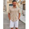 imageCOOFANDY Mens Casual Button Down Short Sleeve Shirts Untucked Wrinkle Free Shirt Stretch Dress ShirtsLight Khaki