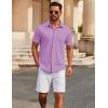 imageCOOFANDY Mens Casual Button Down Short Sleeve Shirts Untucked Wrinkle Free Shirt Stretch Dress ShirtsLilac
