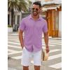 imageCOOFANDY Mens Casual Button Down Short Sleeve Shirts Untucked Wrinkle Free Shirt Stretch Dress ShirtsLilac