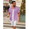 imageCOOFANDY Mens Casual Button Down Short Sleeve Shirts Untucked Wrinkle Free Shirt Stretch Dress ShirtsLilac