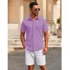 imageCOOFANDY Mens Casual Button Down Short Sleeve Shirts Untucked Wrinkle Free Shirt Stretch Dress ShirtsLilac