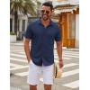 imageCOOFANDY Mens Casual Button Down Short Sleeve Shirts Untucked Wrinkle Free Shirt Stretch Dress ShirtsNavy Blue