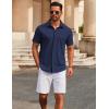 imageCOOFANDY Mens Casual Button Down Short Sleeve Shirts Untucked Wrinkle Free Shirt Stretch Dress ShirtsNavy Blue