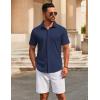 imageCOOFANDY Mens Casual Button Down Short Sleeve Shirts Untucked Wrinkle Free Shirt Stretch Dress ShirtsNavy Blue