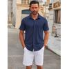imageCOOFANDY Mens Casual Button Down Short Sleeve Shirts Untucked Wrinkle Free Shirt Stretch Dress ShirtsNavy Blue