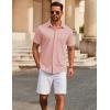 imageCOOFANDY Mens Casual Button Down Short Sleeve Shirts Untucked Wrinkle Free Shirt Stretch Dress ShirtsPink
