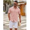 imageCOOFANDY Mens Casual Button Down Short Sleeve Shirts Untucked Wrinkle Free Shirt Stretch Dress ShirtsPink
