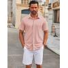 imageCOOFANDY Mens Casual Button Down Short Sleeve Shirts Untucked Wrinkle Free Shirt Stretch Dress ShirtsPink