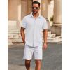 imageCOOFANDY Mens Casual Button Down Short Sleeve Shirts Untucked Wrinkle Free Shirt Stretch Dress ShirtsWhite