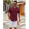 imageCOOFANDY Mens Casual Button Down Short Sleeve Shirts Untucked Wrinkle Free Shirt Stretch Dress ShirtsWine Red